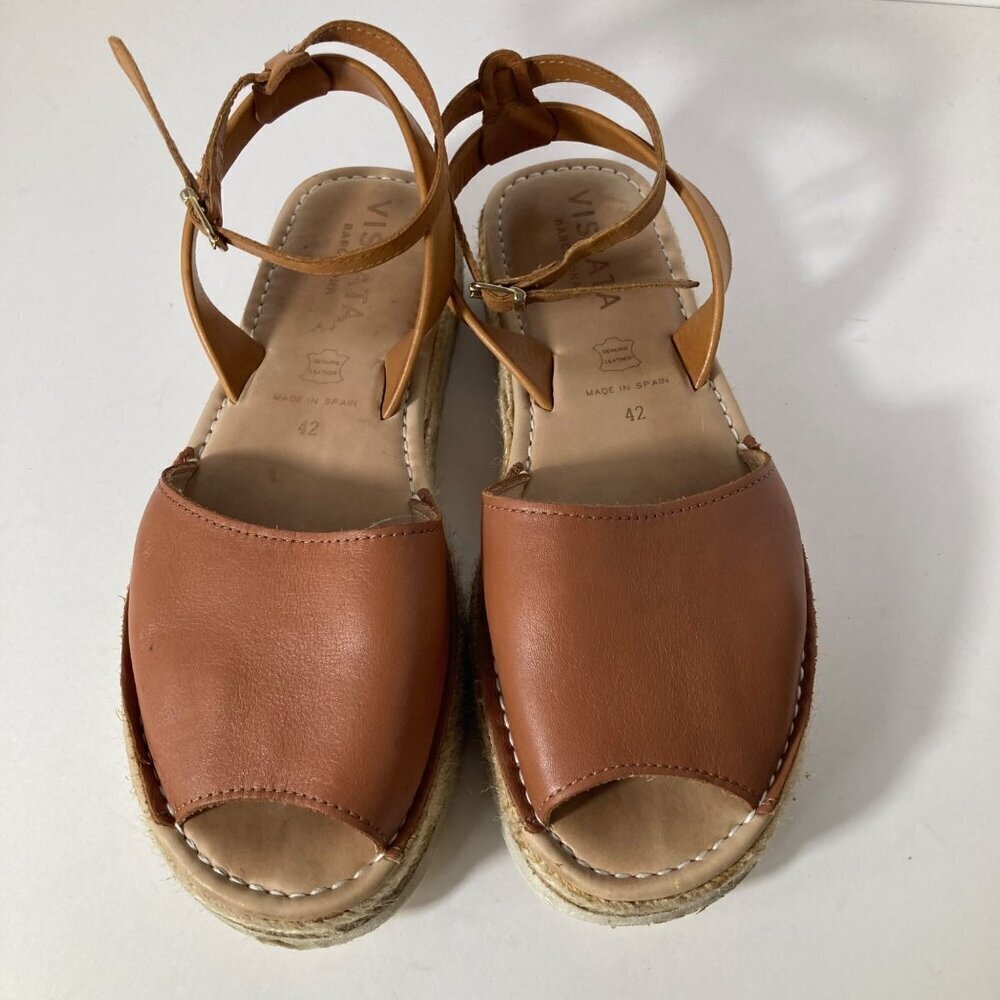 Womens Viscata Open Toe Espadrille Sandals Barcelona Leather Brown 42/11‎ Spain